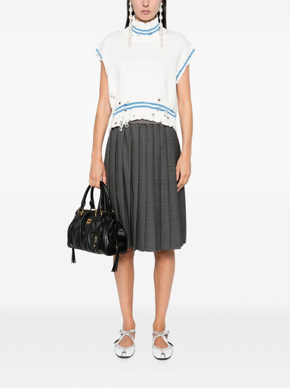 frayed-hem sleeveless top - 2
