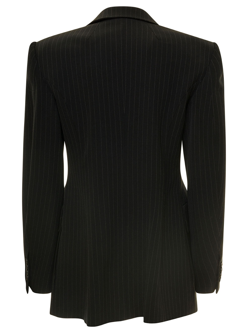 Balenciaga Women 'Hourglass' Black Pinstripe Single-Breasted Jacket In Stretch Wool Woman - 2