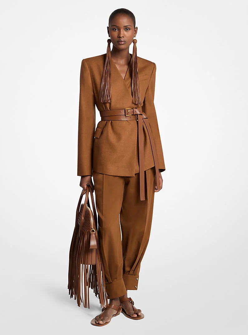 Silk Canvas Belted Wrap Jacket - 1