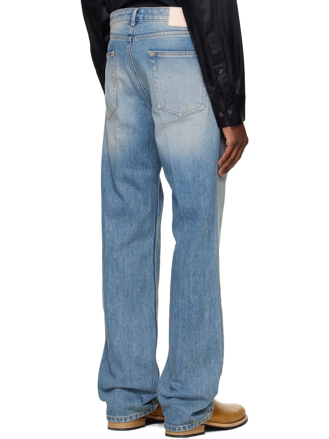 Blue Straight Slim Bootscut Denim Jeans - 3