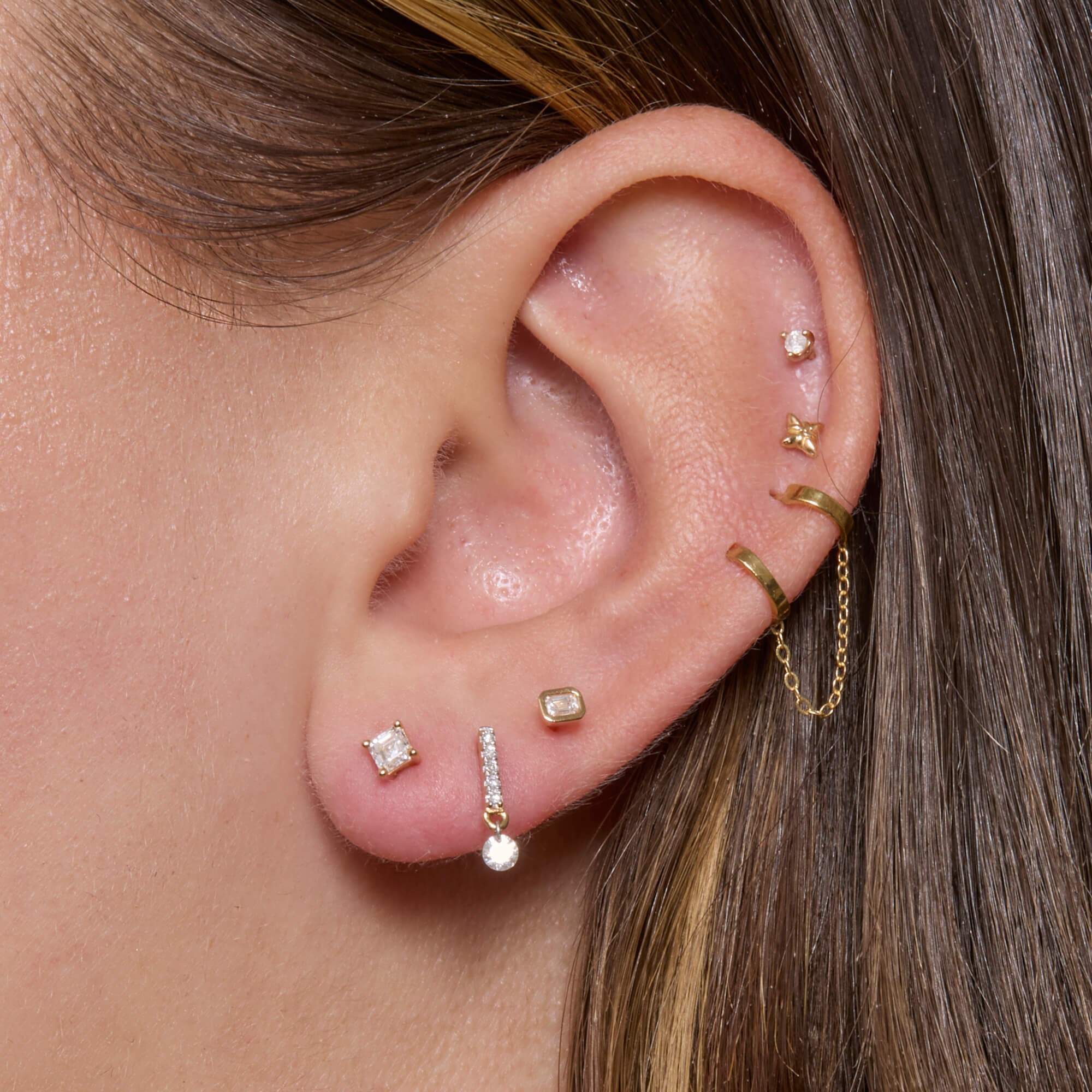 LAB-Created Asscher Luster Stud - 6