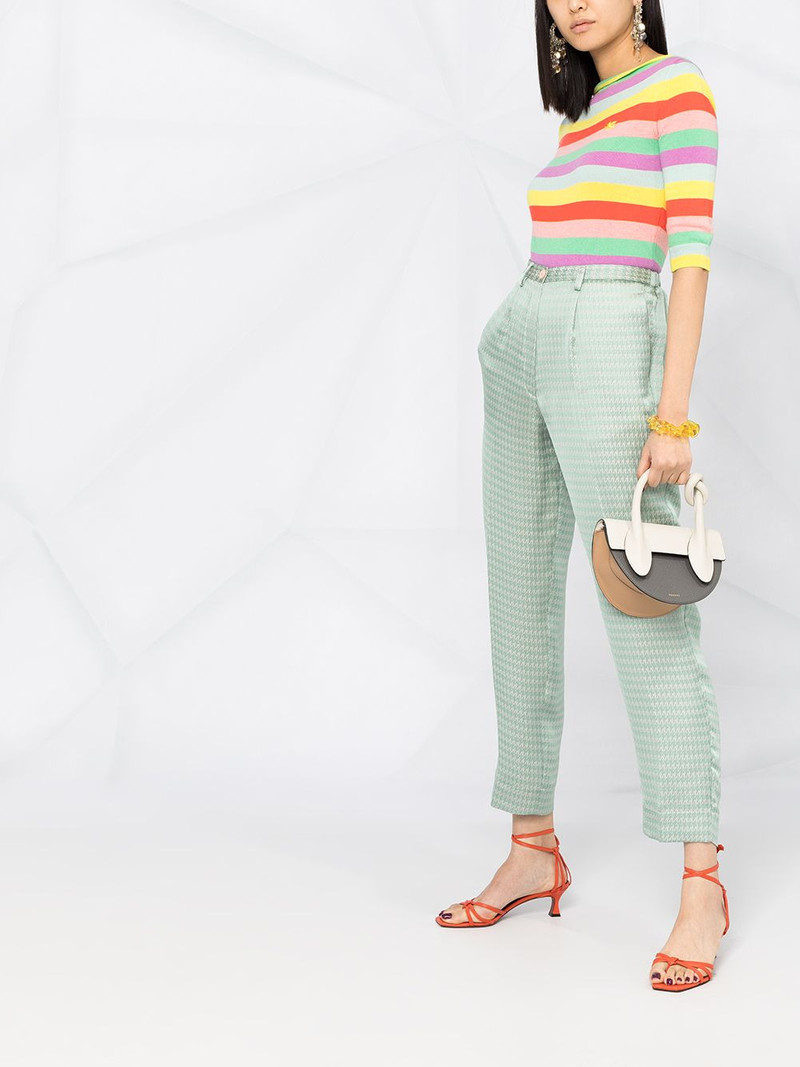 high-rise houndstooth-print cropped trousers 4