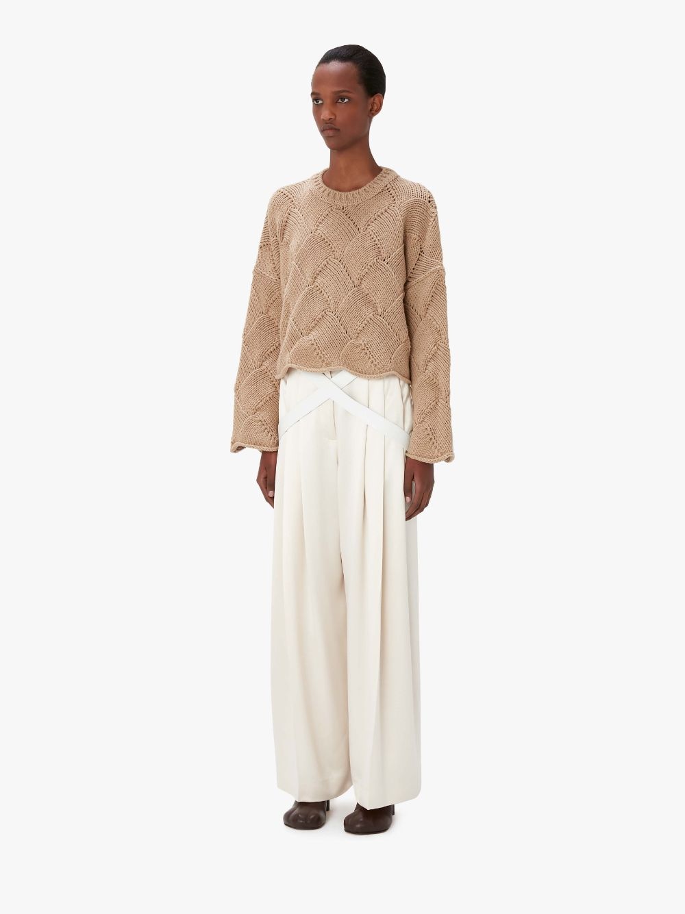 basket-weave cropped jumper - 4