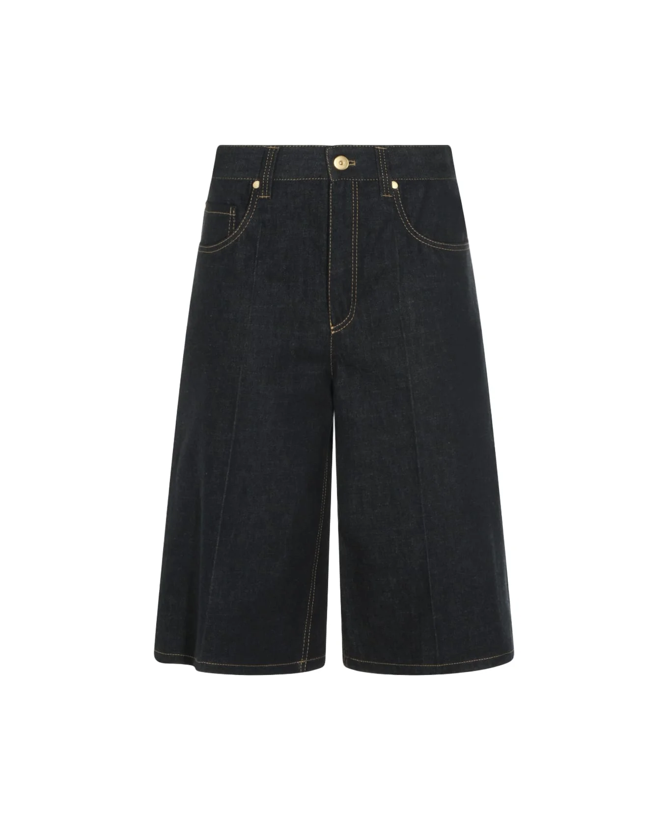 Dark Blue Cotton Shorts - 1