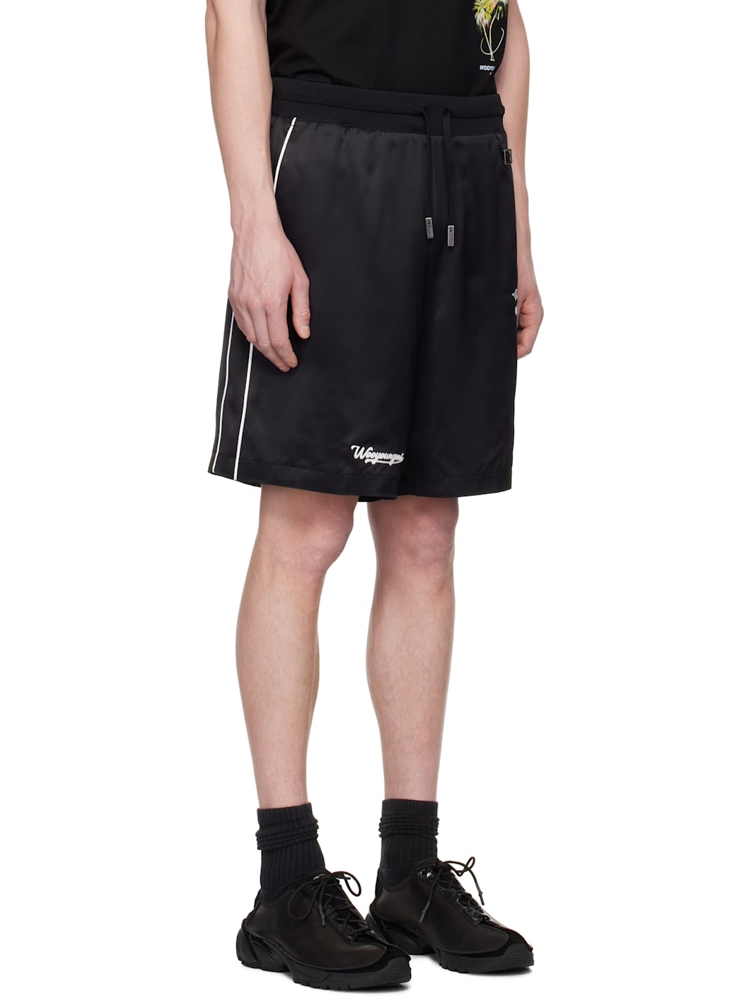 Black Piping Banding Shorts - 2