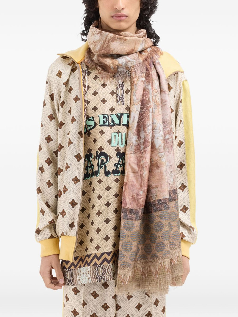 baroque-print fringed-hem scarf 4