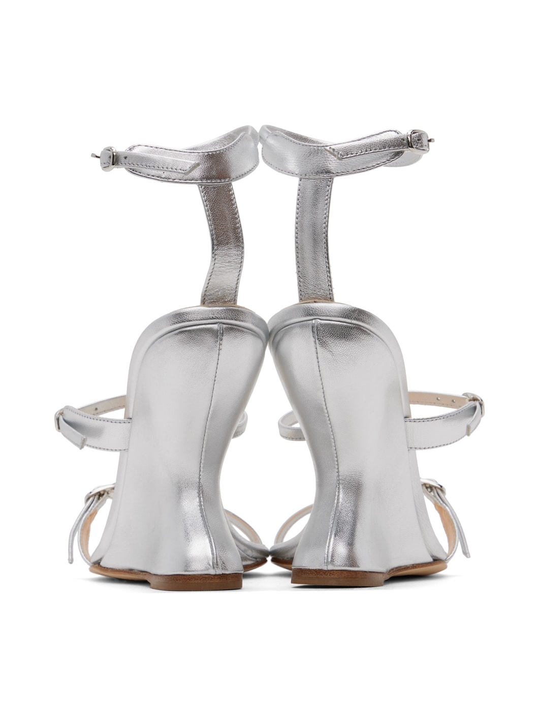 Silver Inverted Wedge Heeled Sandals - 2