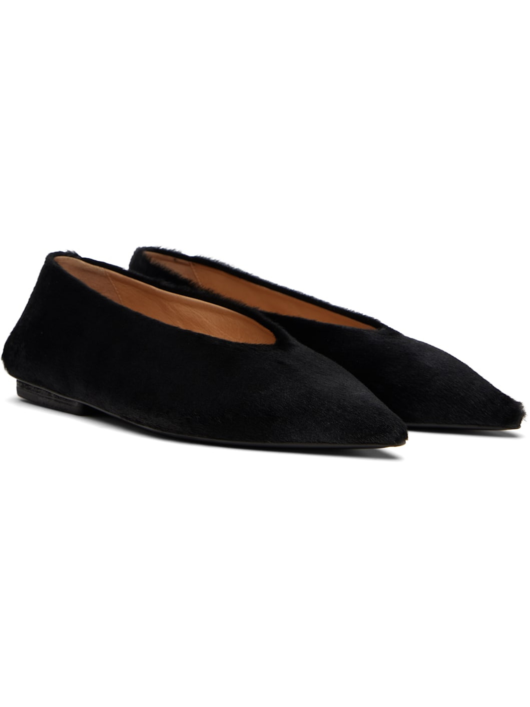 Black Ago Short Hair Ballerina Flats - 4