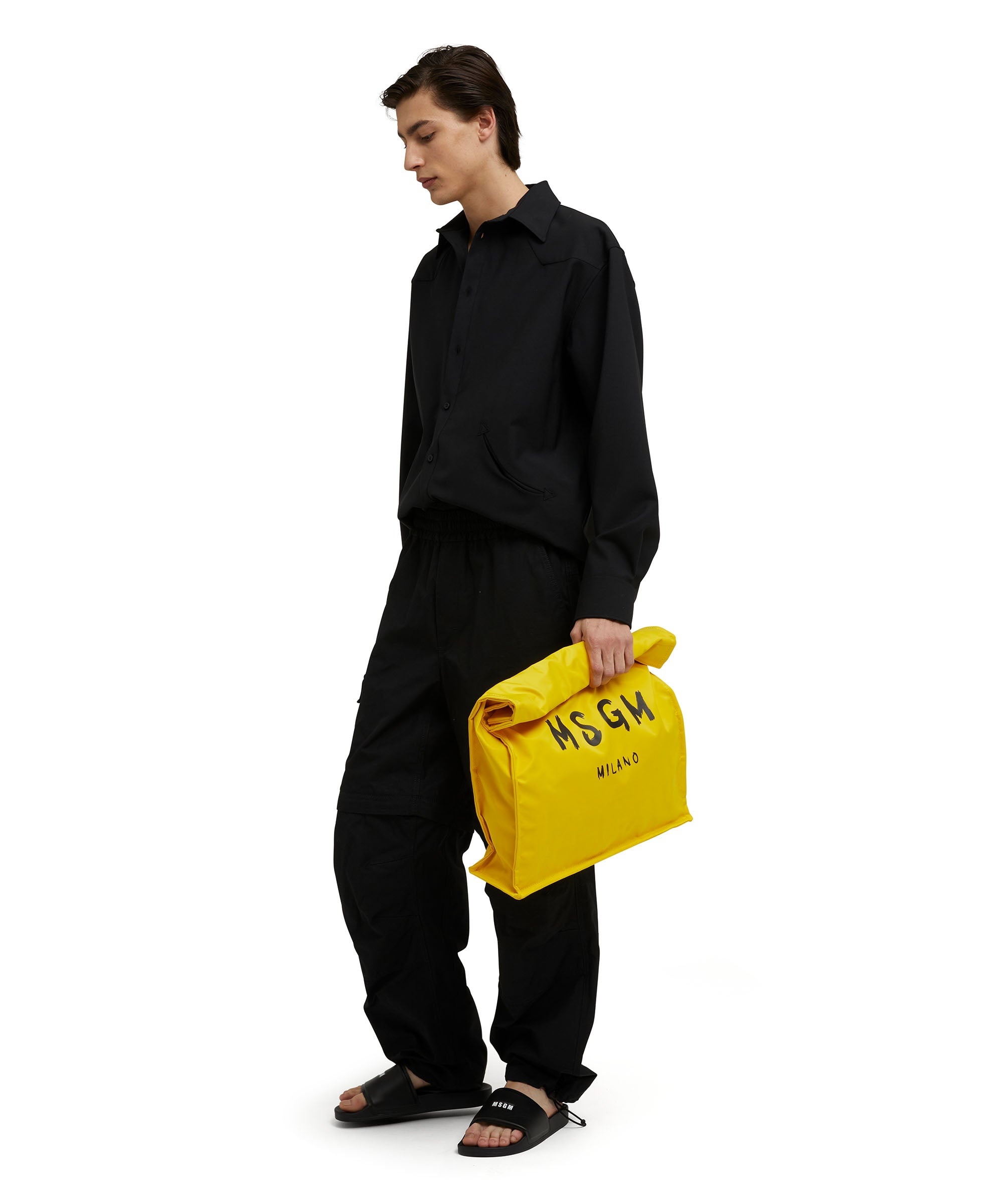 MSGM signature nylon tote bag with brush stroke logo - 6