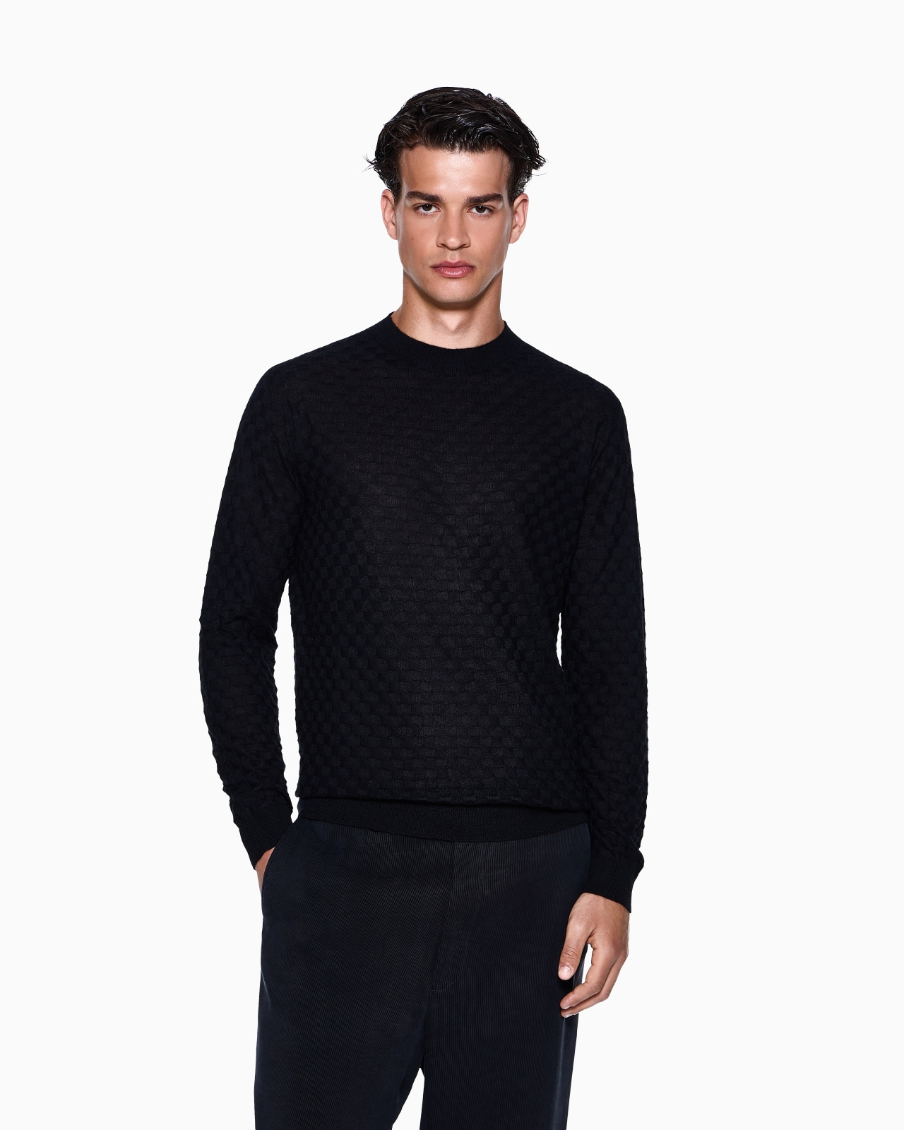 CREW-NECK JUMPER IN CASHMERE AND SILK - 4