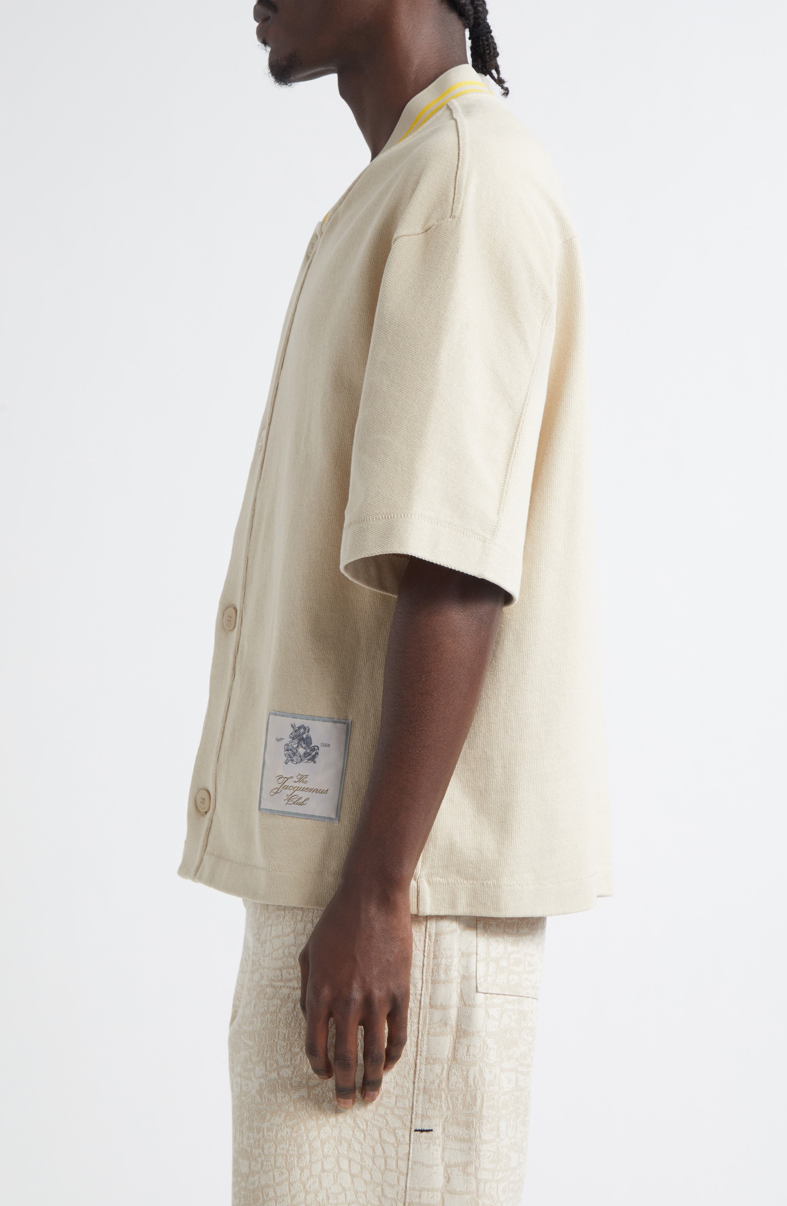 Jacquemus La Chemise Baseball Shirt in Beige at Nordstrom - 3
