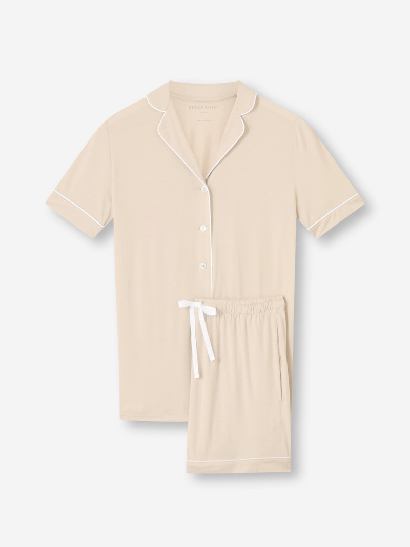 Women's Short Pajamas Lara Micro Modal Stretch Champagne - 1