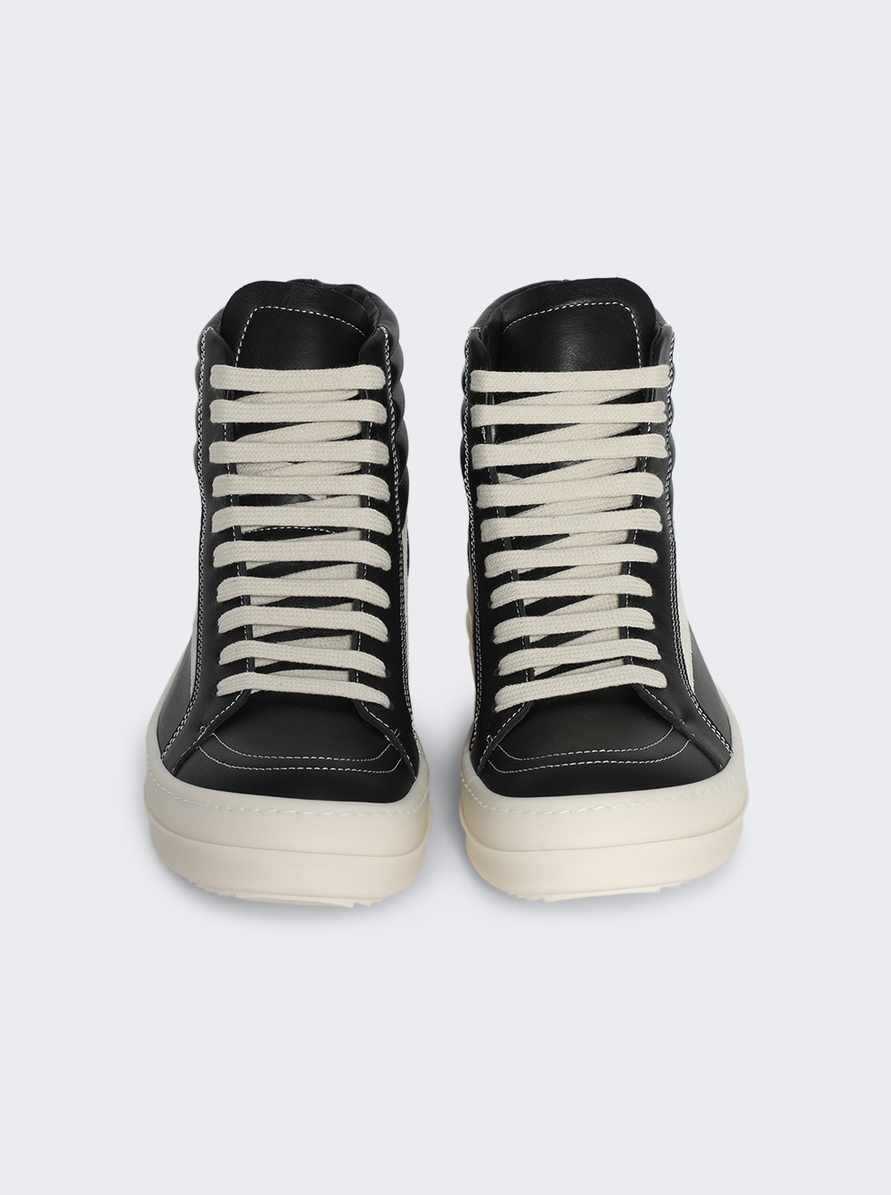 Scarpe In Pelle High Top Vintage Sneakers Black And Milk - 5