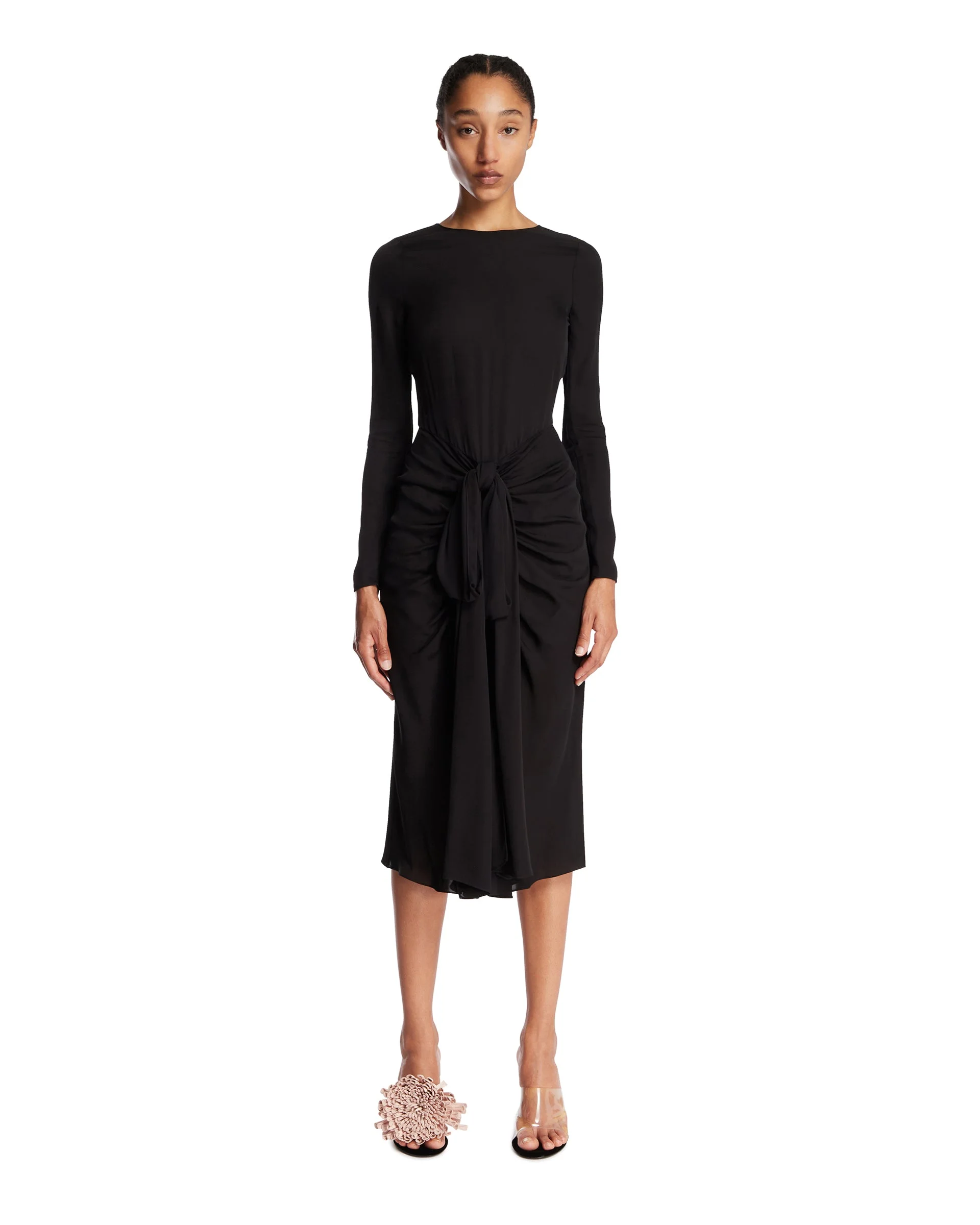 Gray Draped Midi Dress - 1