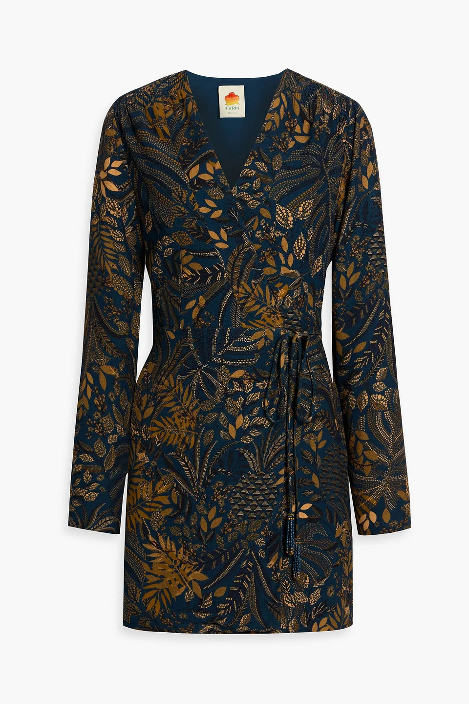 Printed crepe mini wrap dress - 1