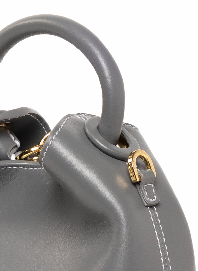 Madeleine Leather Charcoal Grey/White Stitching 4