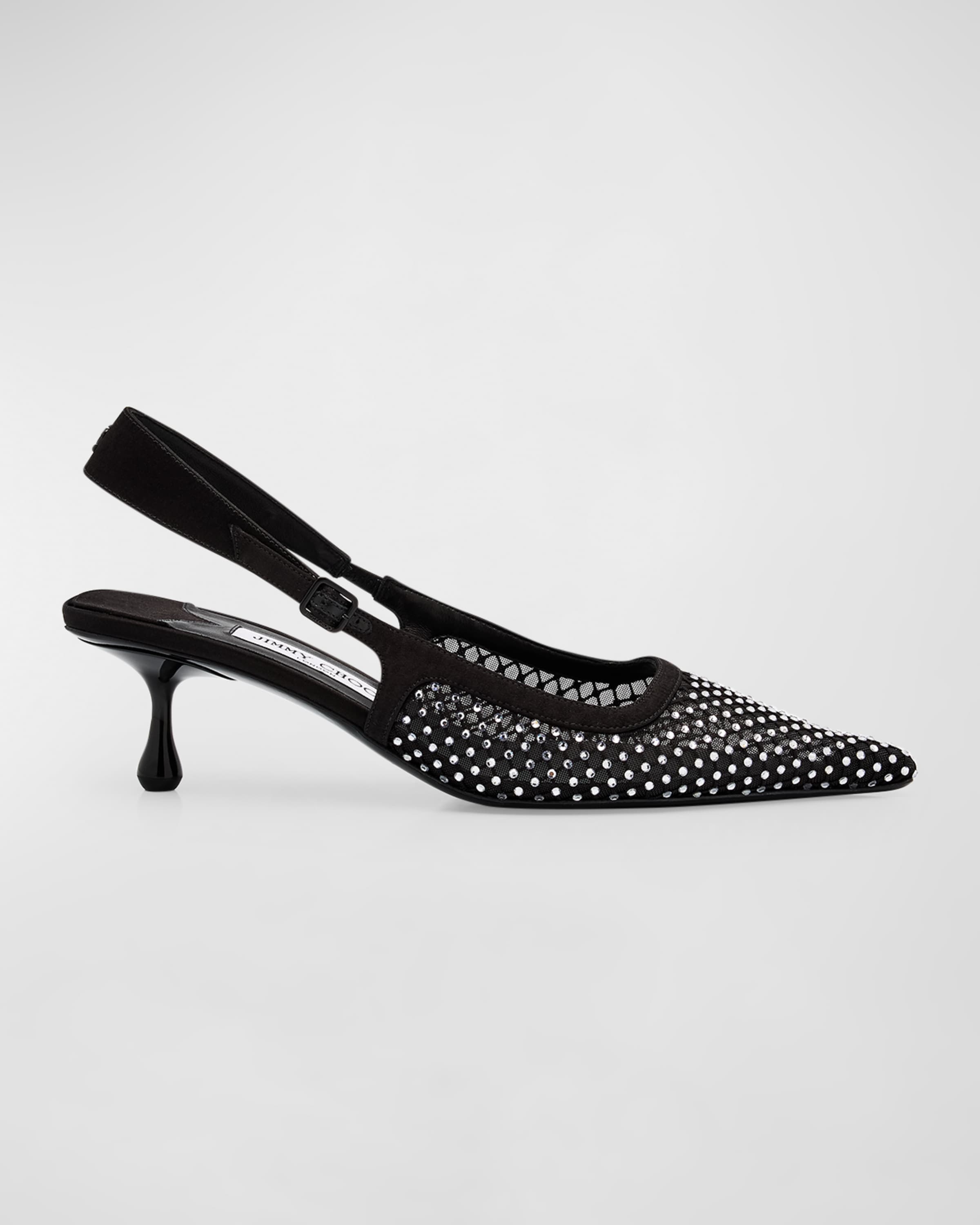 Amel Crystal Net Slingback Pumps - 1