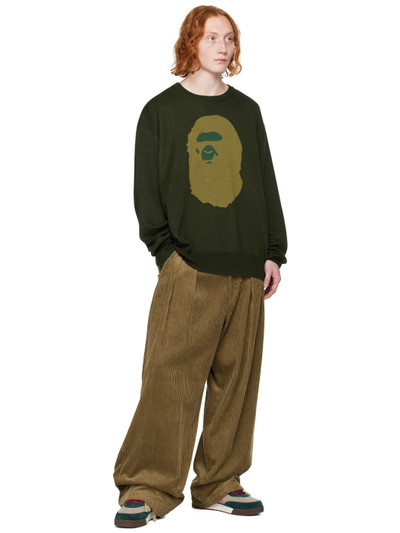 A BATHING APE® Green Ape Head Sweater outlook