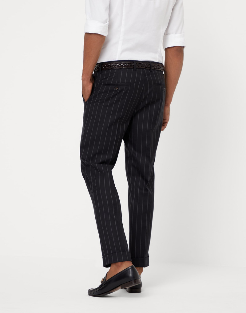 Brunello Cucinelli Super 150s virgin wool wide chalk stripe batavia formal fit trousers outlook