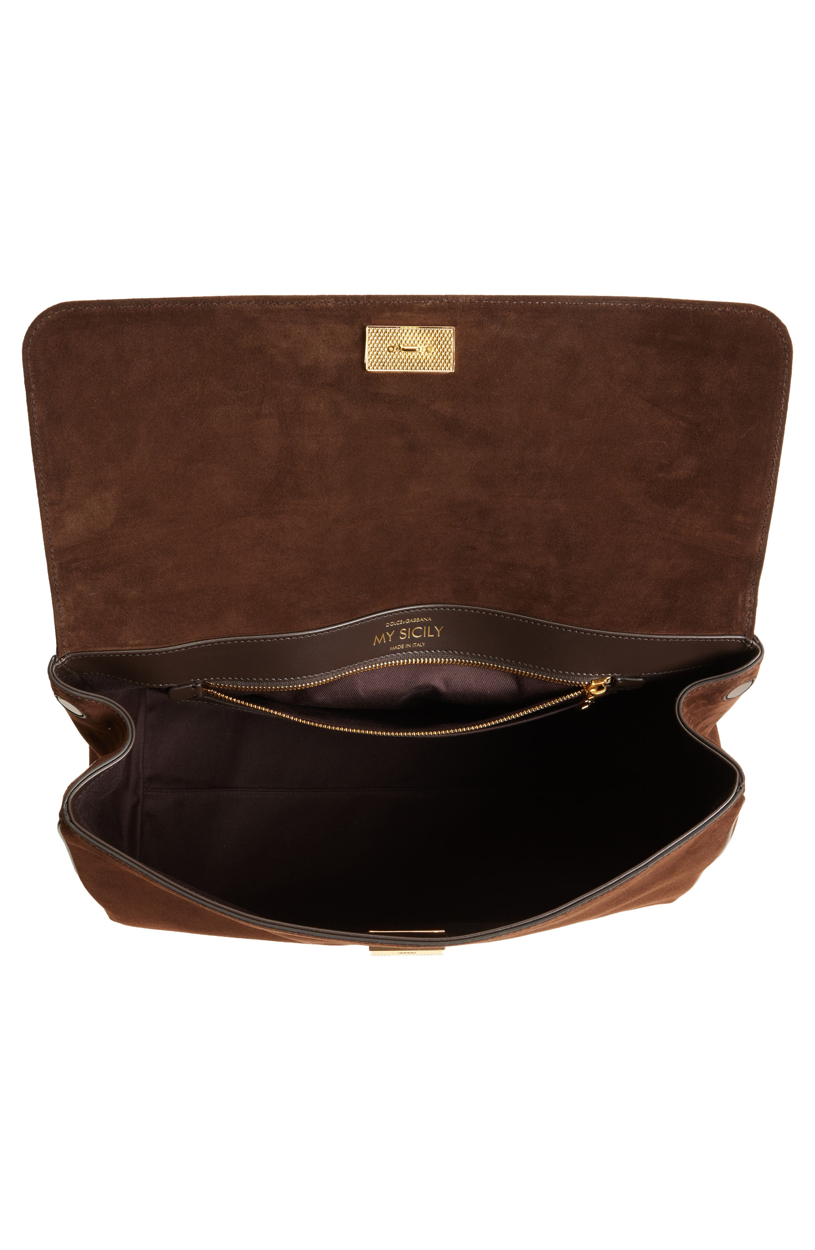 Dolce&Gabbana My Sicily East/West Suede Handbag in 8M157 Ebano/Moro at Nordstrom - 5