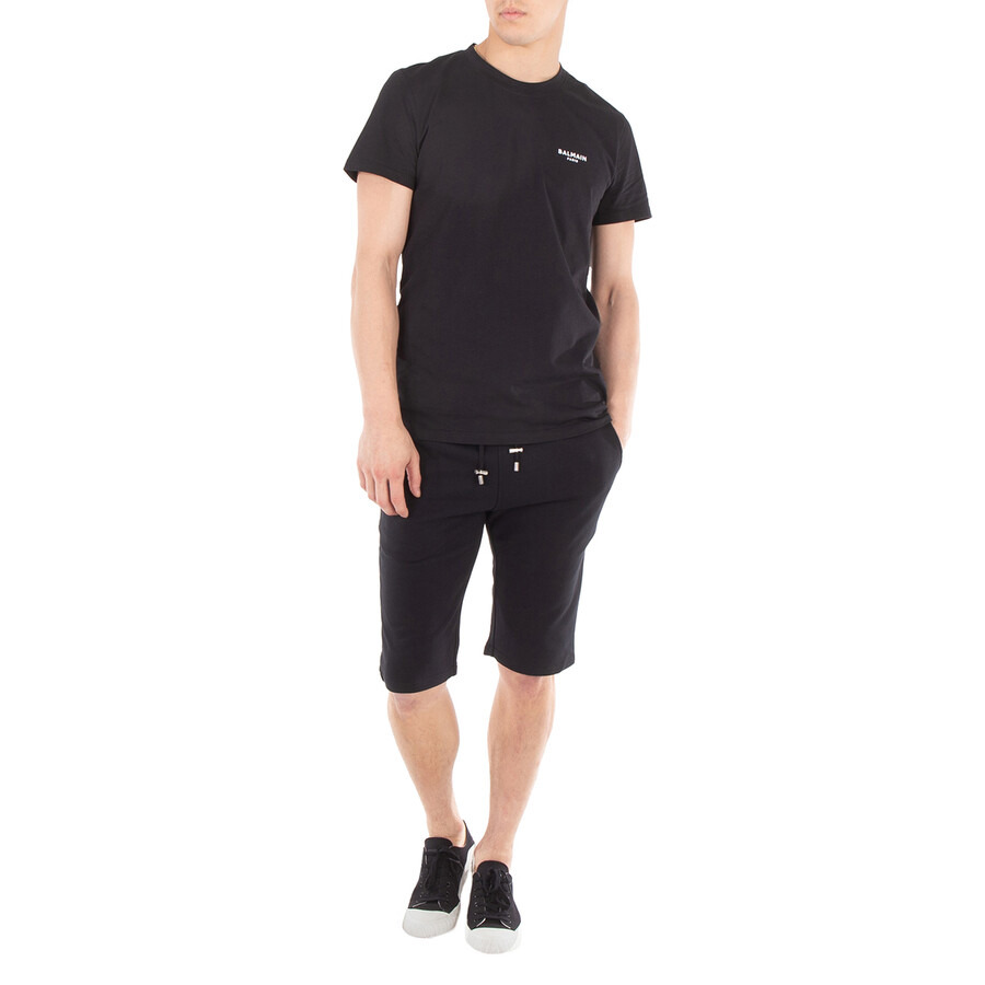 Balmain Cotton Shorts With Flocked Balmain Paris Logo - 6