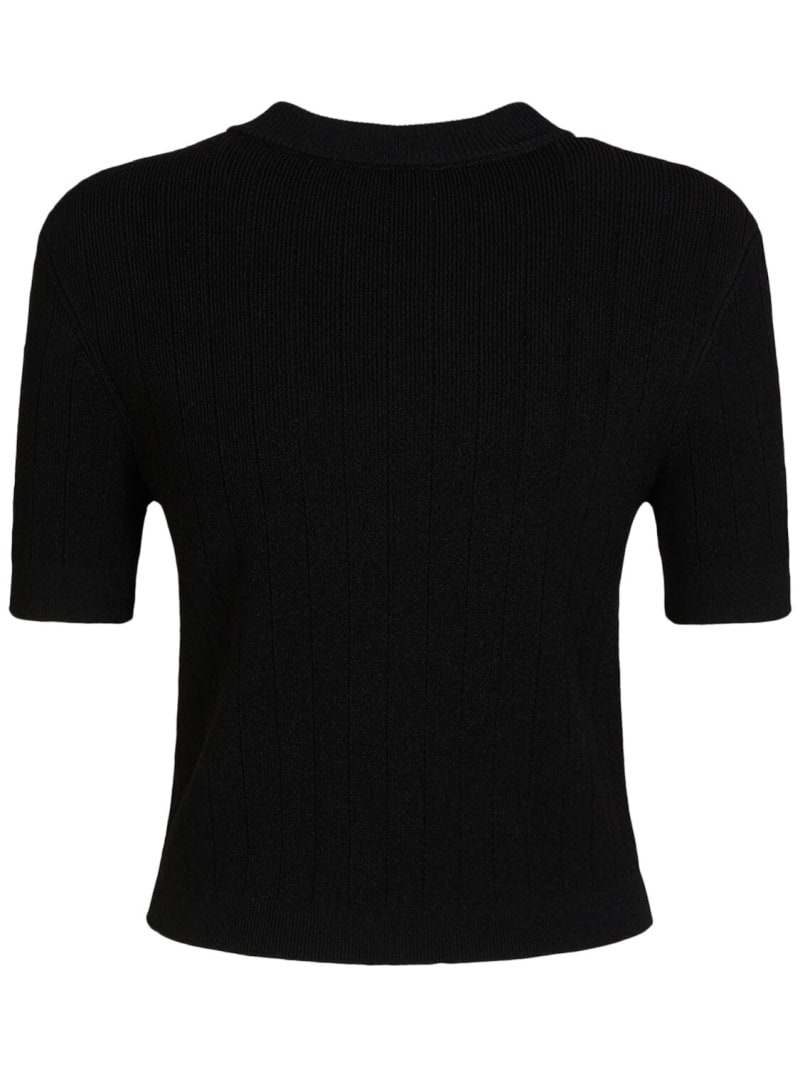 Short sleeve viscose knit cardigan - 4