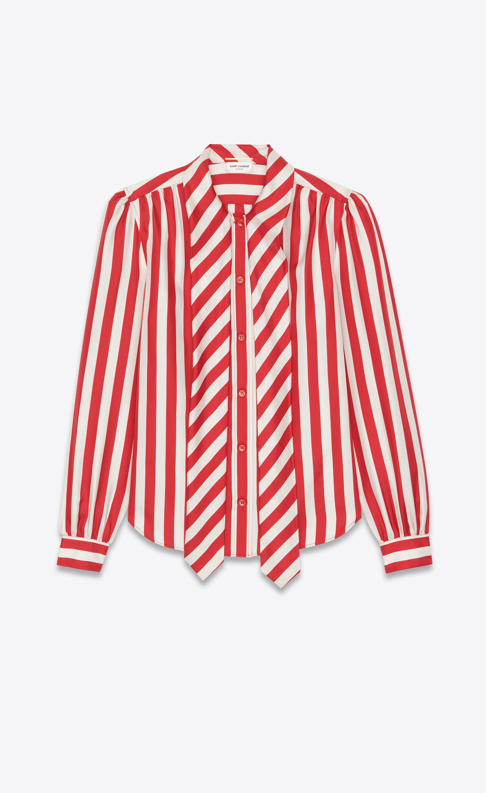 lavallière-neck shirt in striped silk twill - 3
