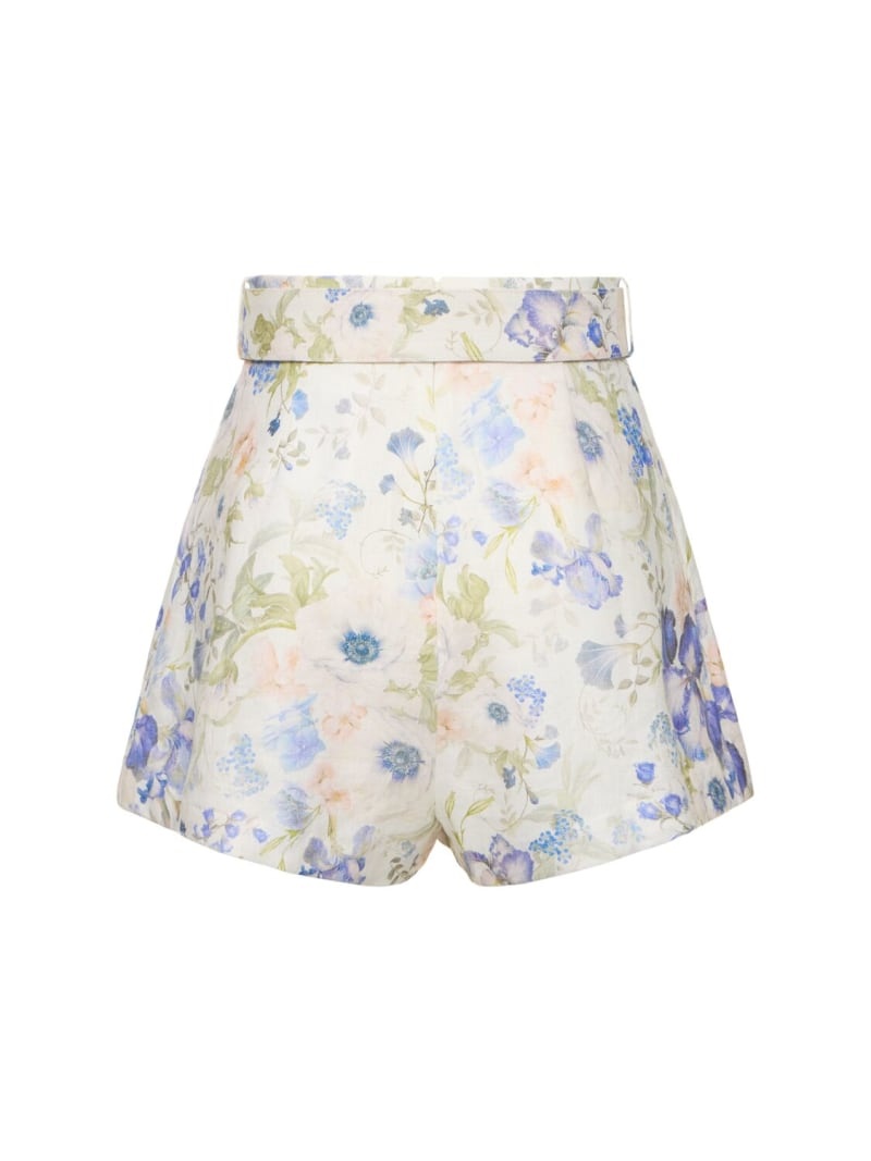 Natura floral linen tuck shorts - 5