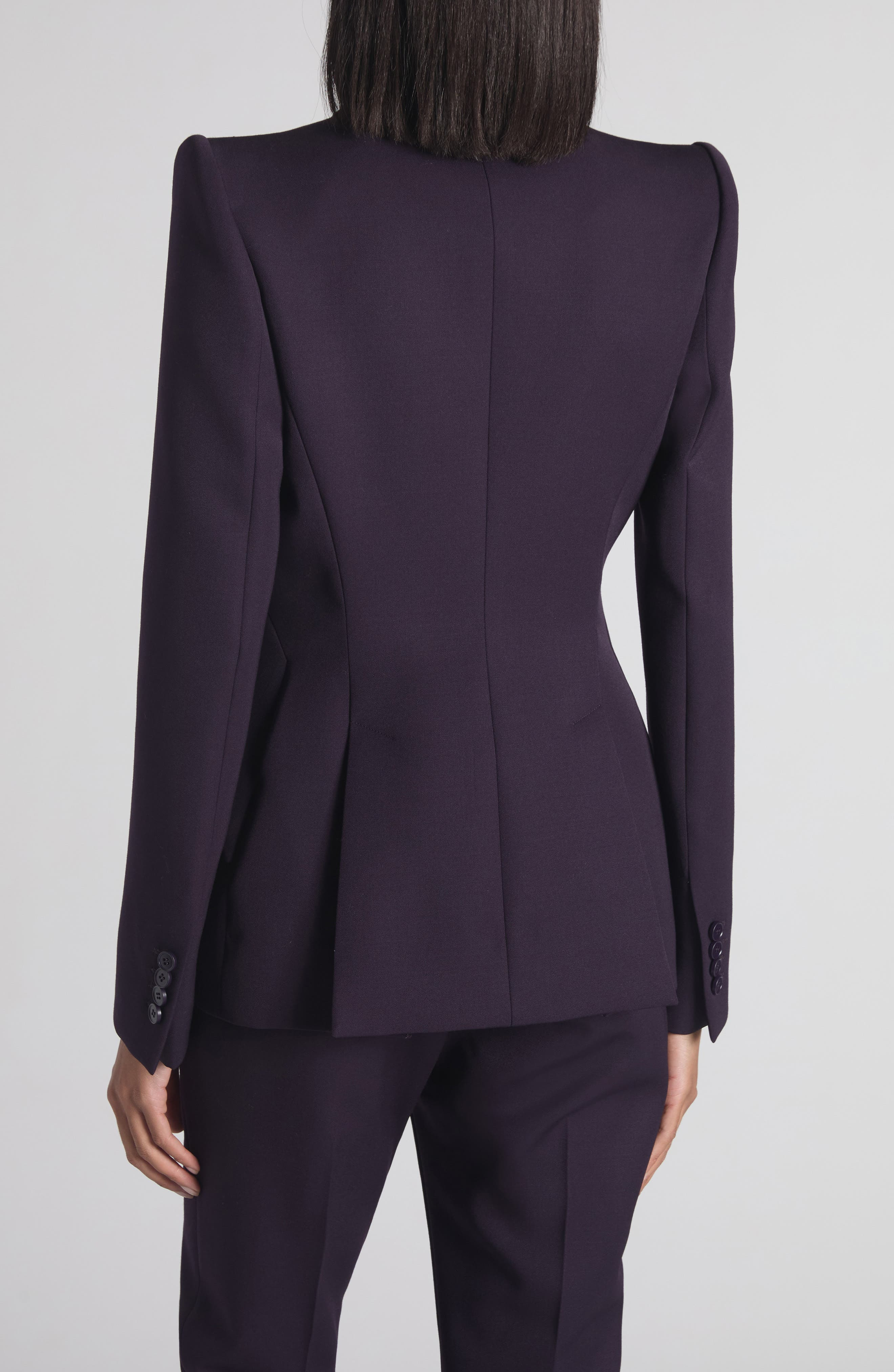 McQueen One-Button Wool Jacket in Violet at Nordstrom - 2
