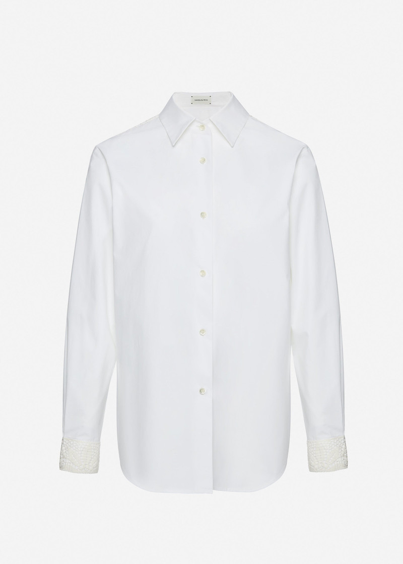 Classic shirt with crochet detailing in white 1