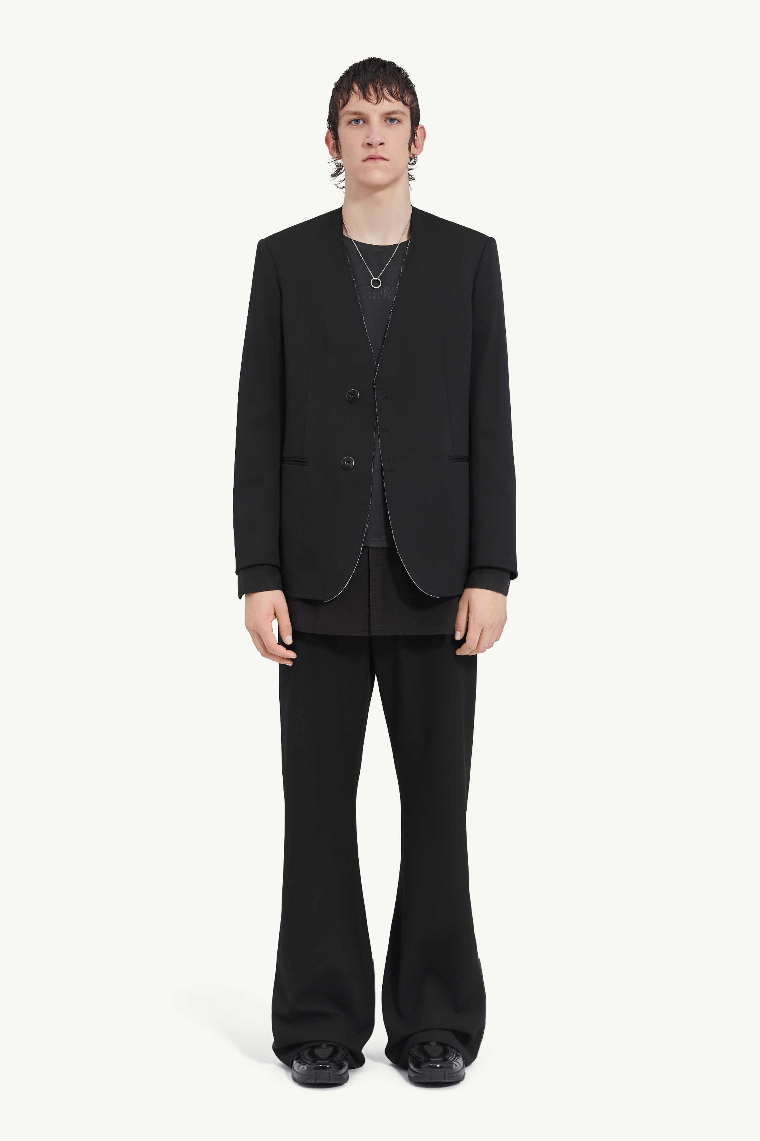 MM6 Maison Margiela Collarless suit jacket | REVERSIBLE