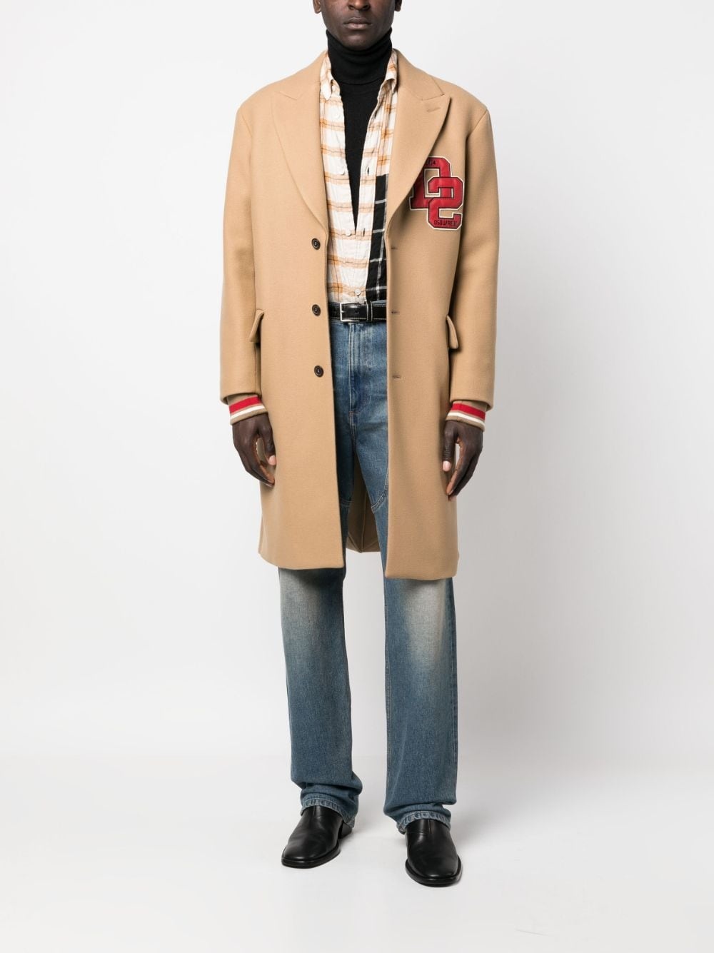 number patch-detail coat - 2
