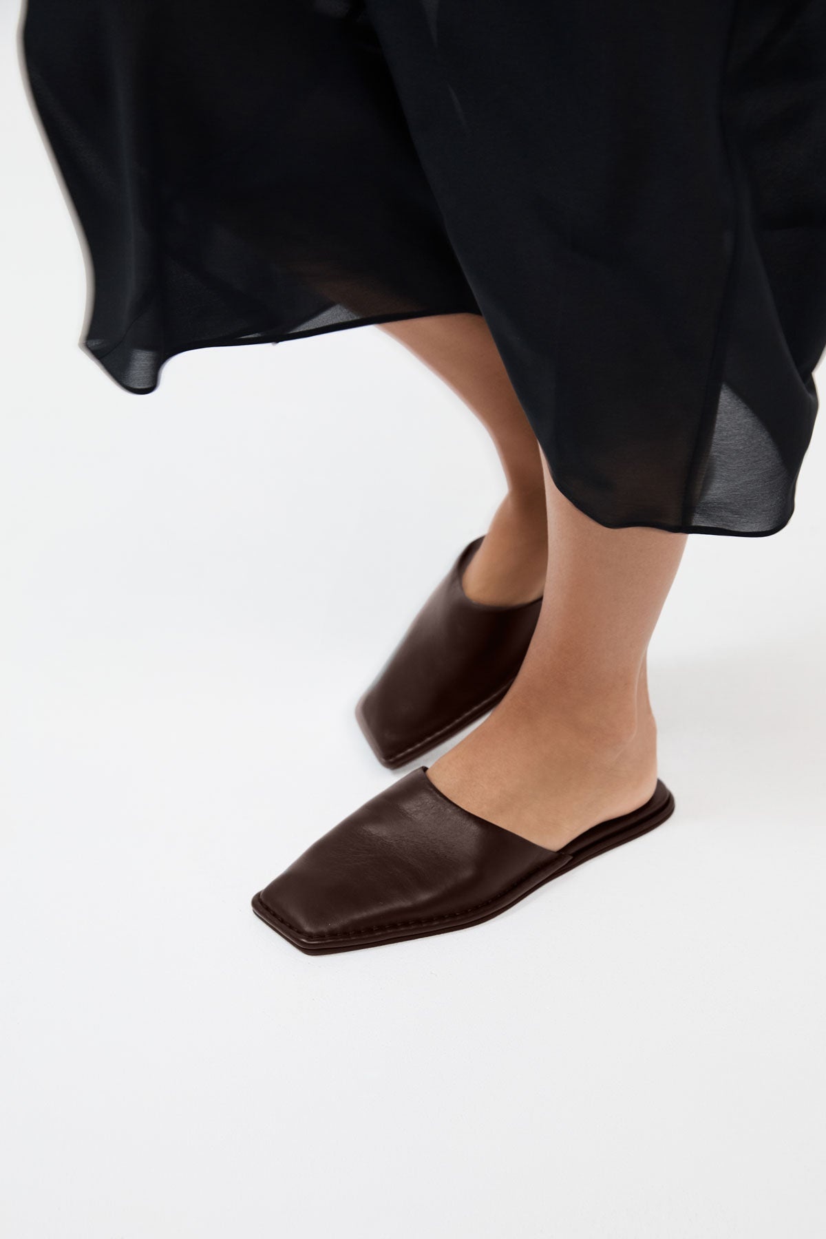 Soft Square Toe Flat - Chocolate - 6