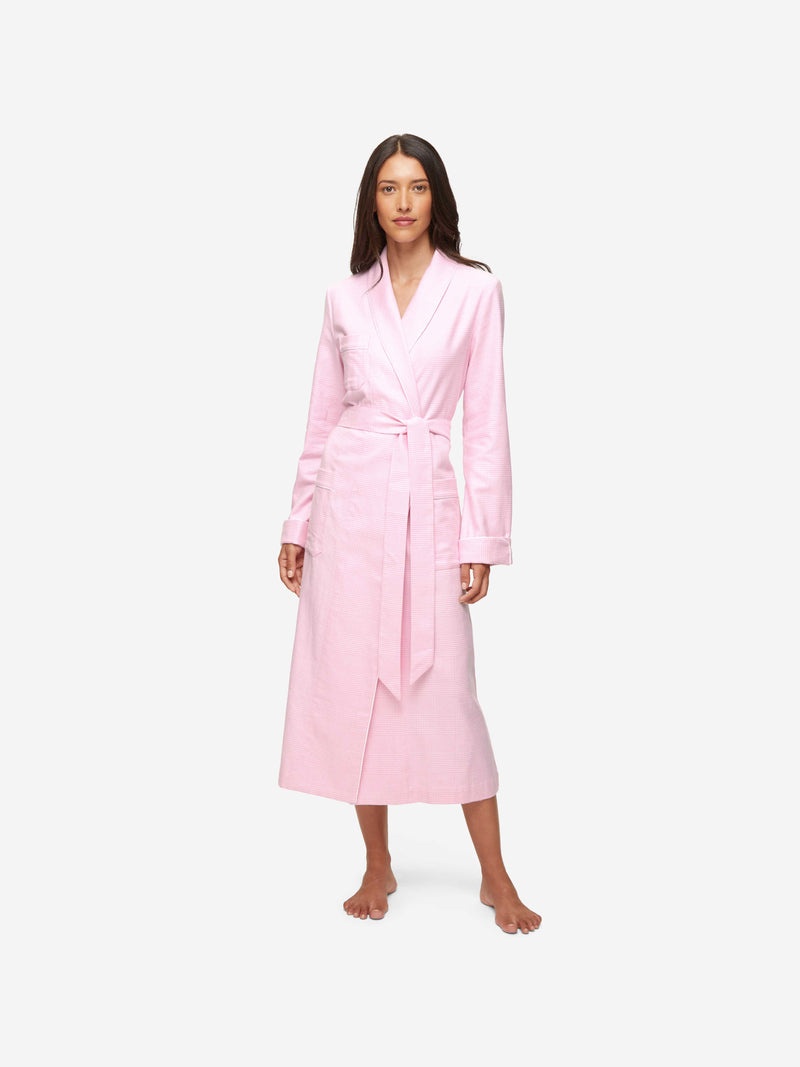 Women's Long Dressing Gown Kelburn 32 Brushed Cotton Pink - 3