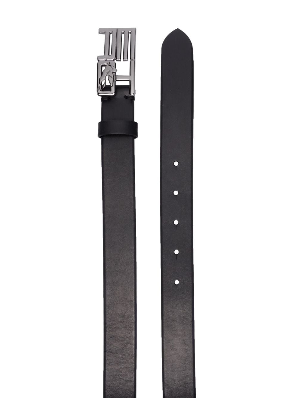 logo-buckle leather belt - 2