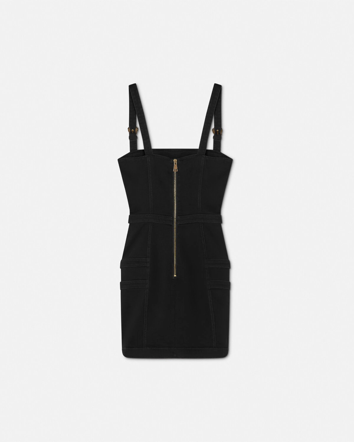 Baroque Buckle Denim Mini Dress - 4