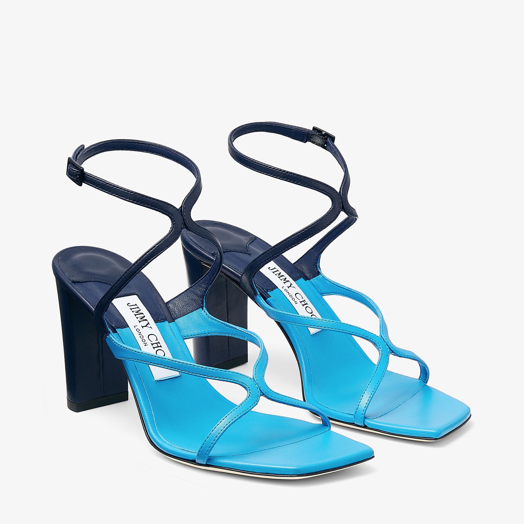 Azie 85
Sky and Navy Patchwork Nappa Leather Sandals - 2