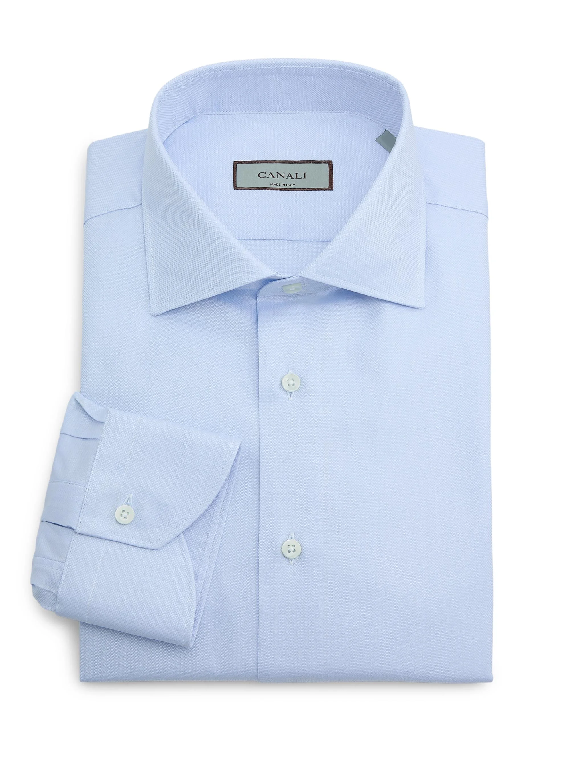 Men's Solid Mini Pique Dress Shirt - Blue - 1