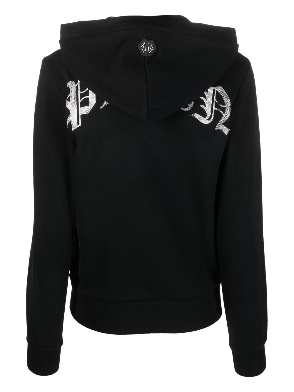 crystal-embellished logo hoodie - 2