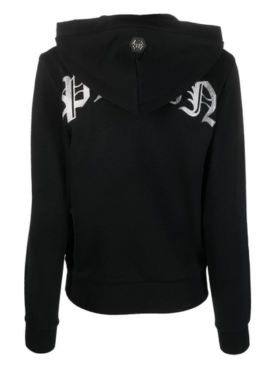 PHILIPP PLEIN crystal-embellished logo hoodie outlook