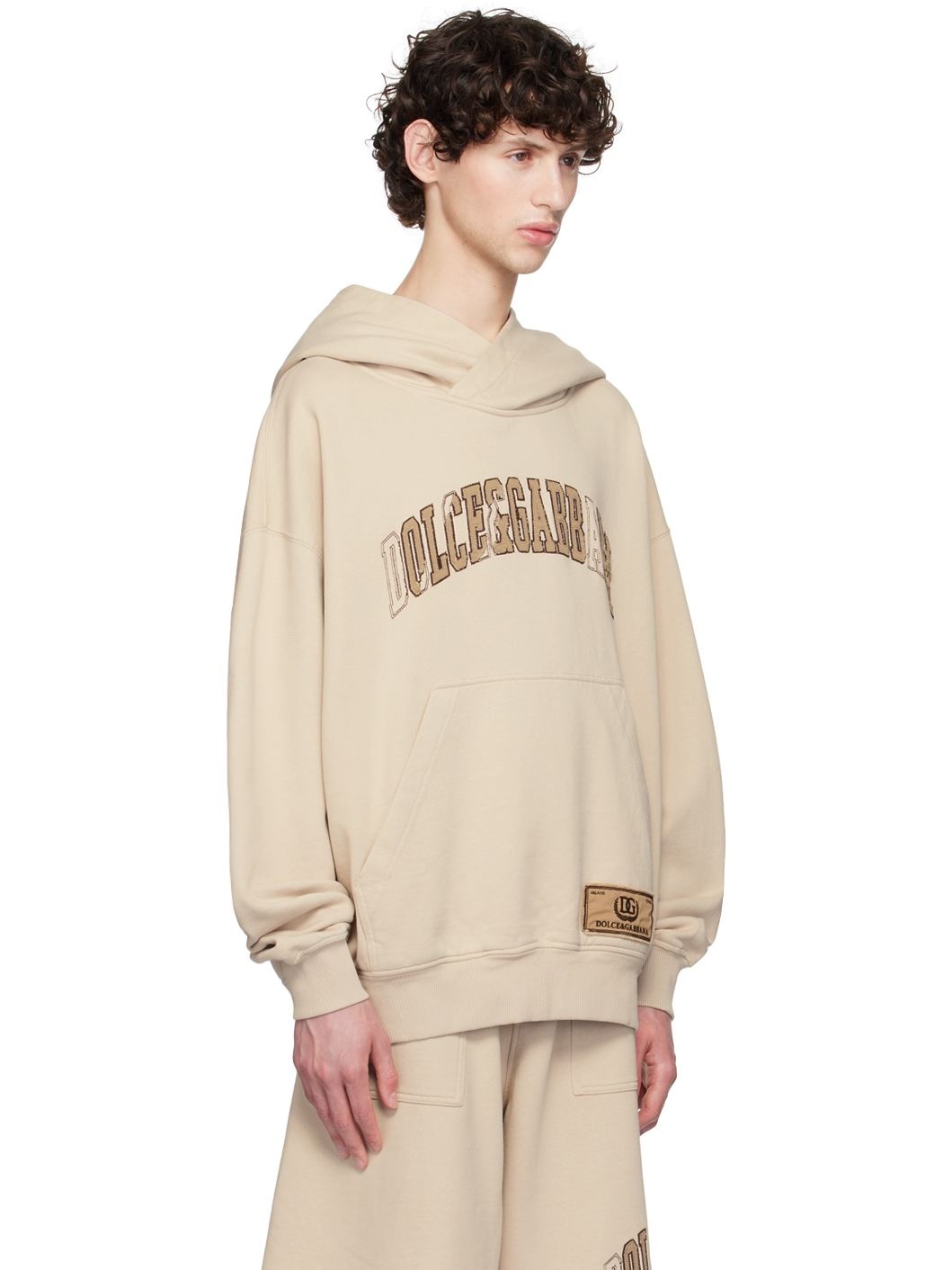 Beige 'Dolce&Gabbana' Embroidery Hoodie - 2