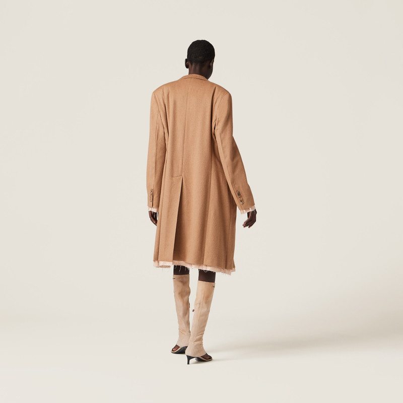 Single-breasted velour camel hair coat 3