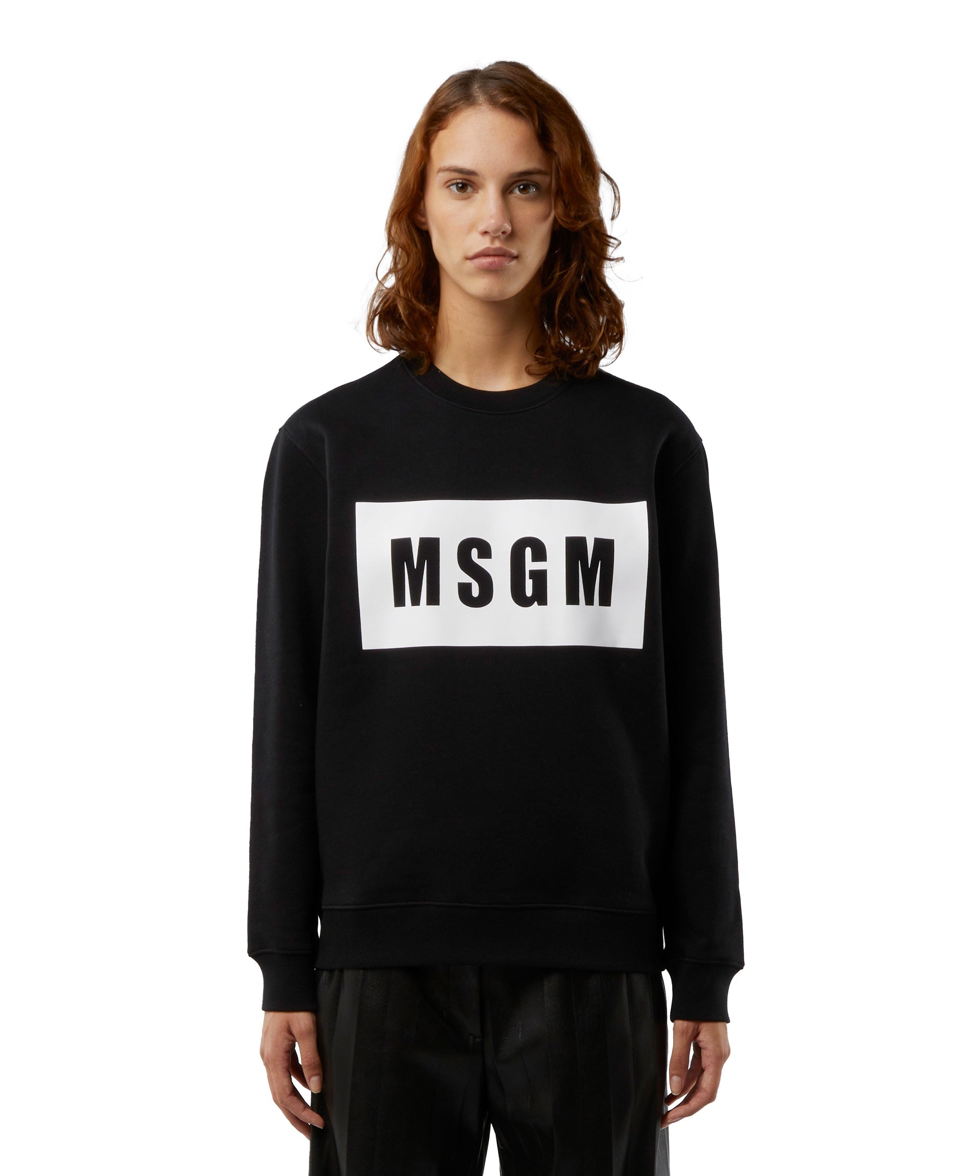 Crew neck cotton sweatshirt in a solid colour - 2