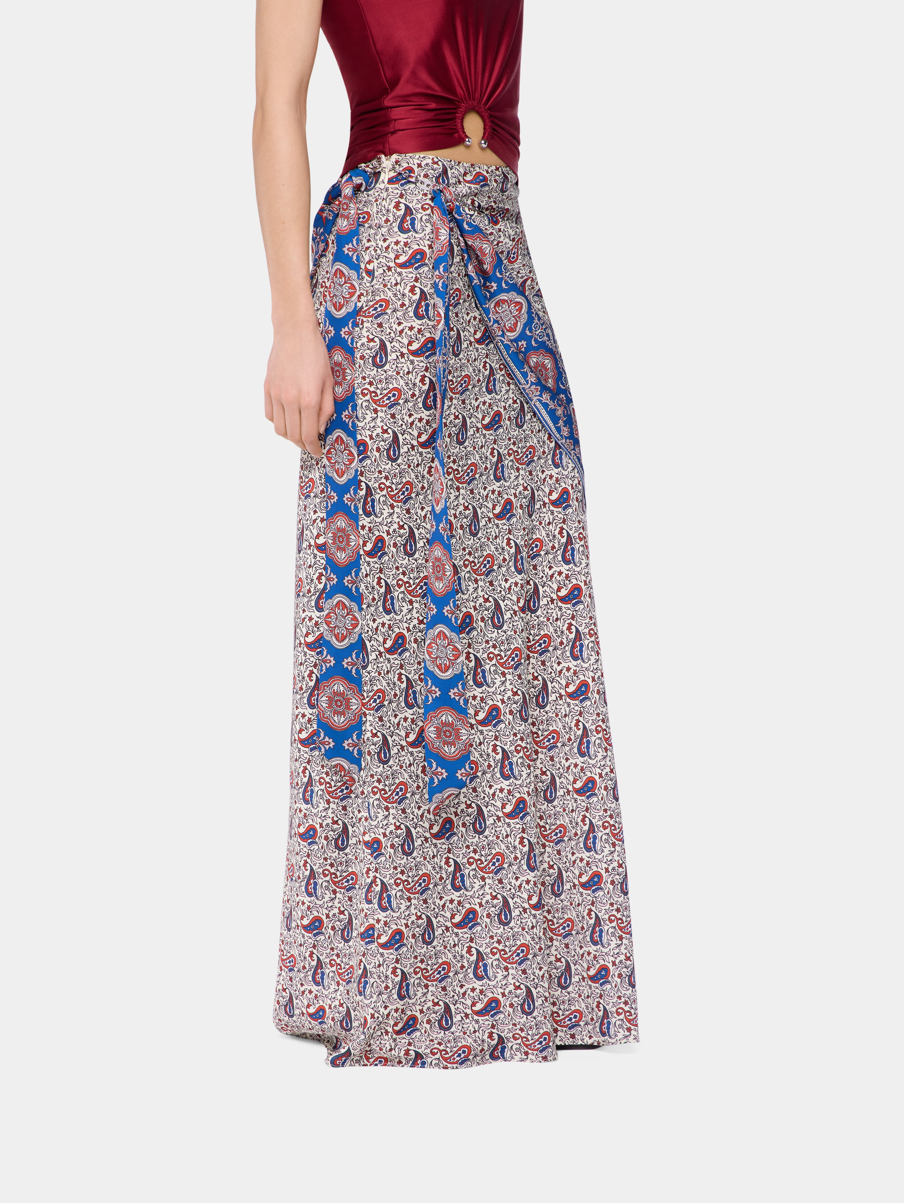 LONG SKIRT IN PRINTED SATIN - 5