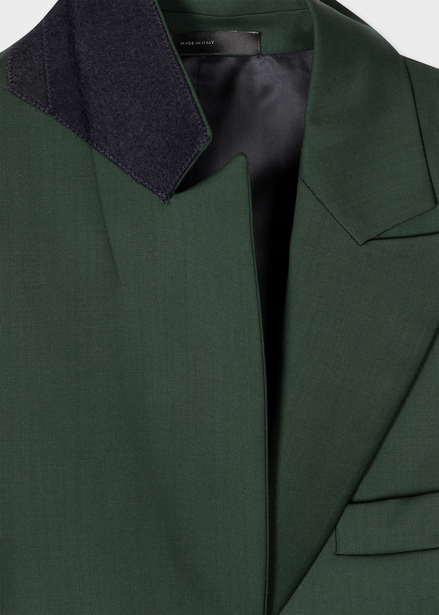 Dark Green Wool Twill Blazer - 2