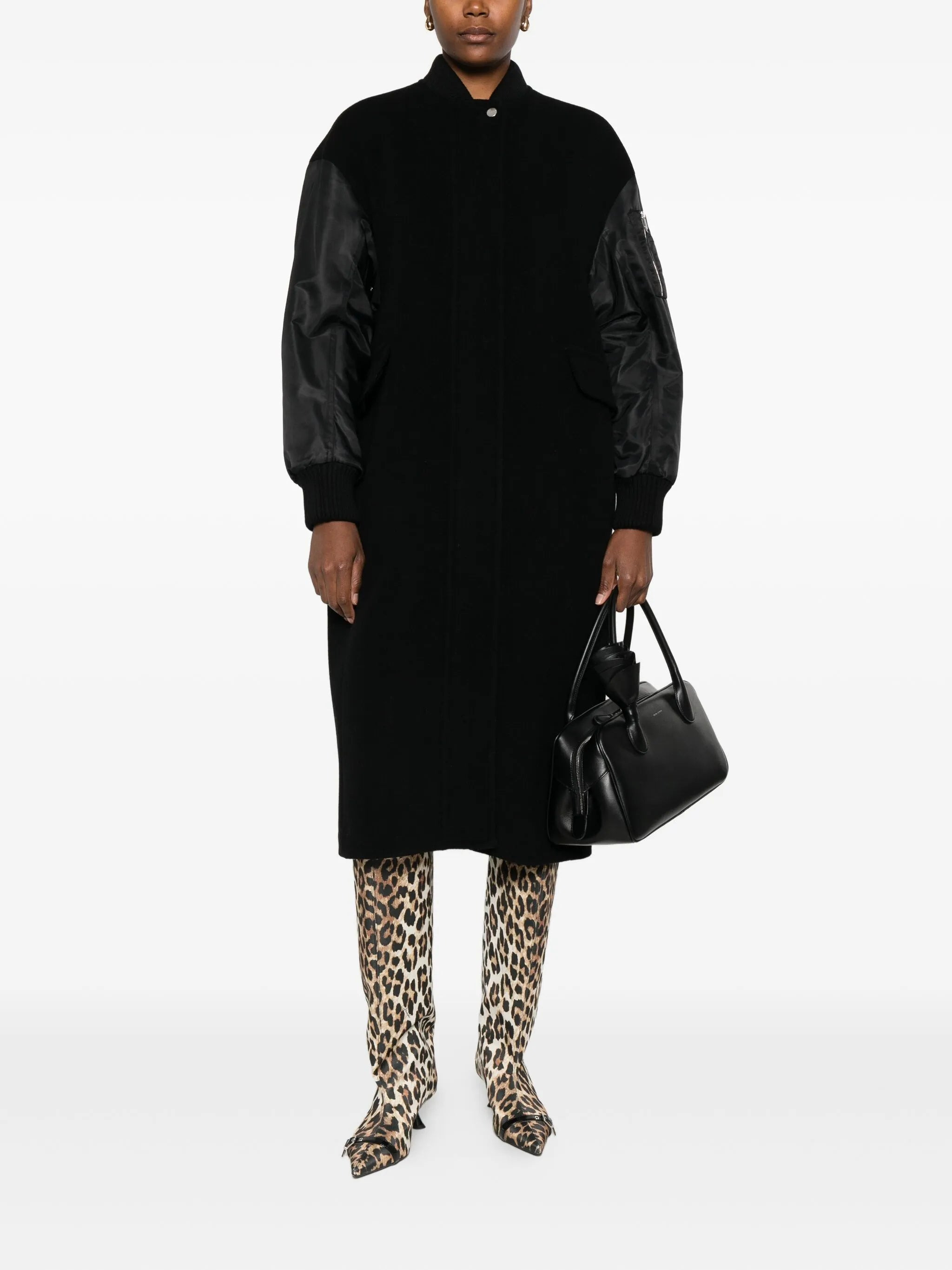Pinko Satin-sleeve Wool Coat - 2