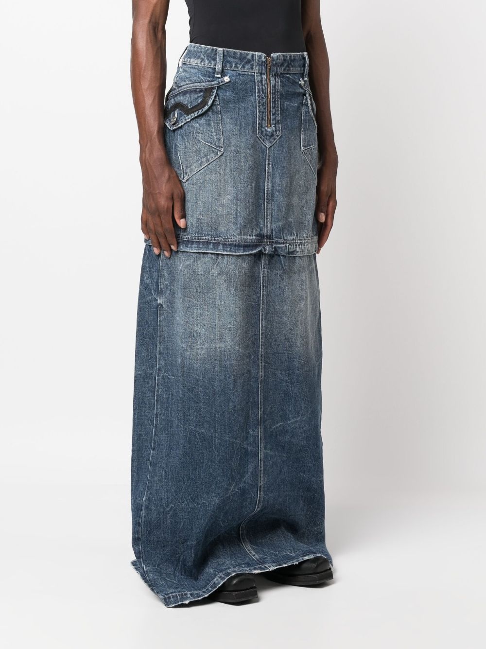 detachable washed denim skirt - 3