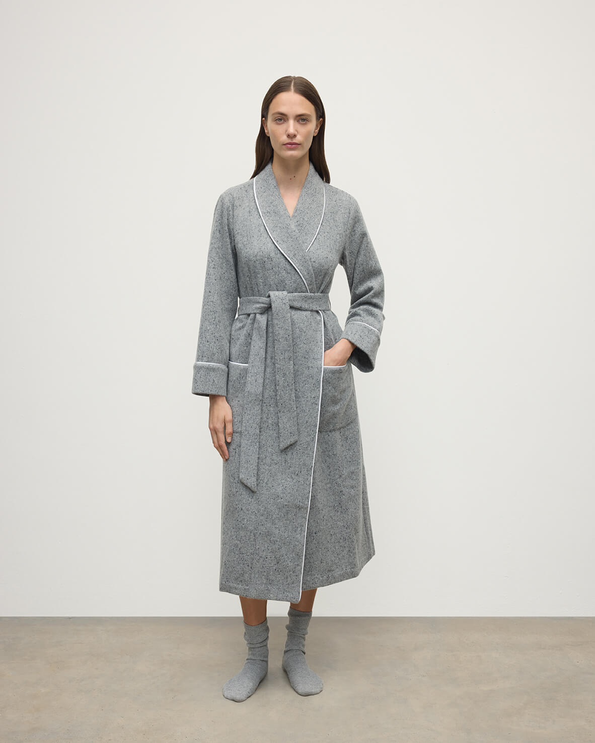 Donegal Cashmere Grey Dressing Gown - 2