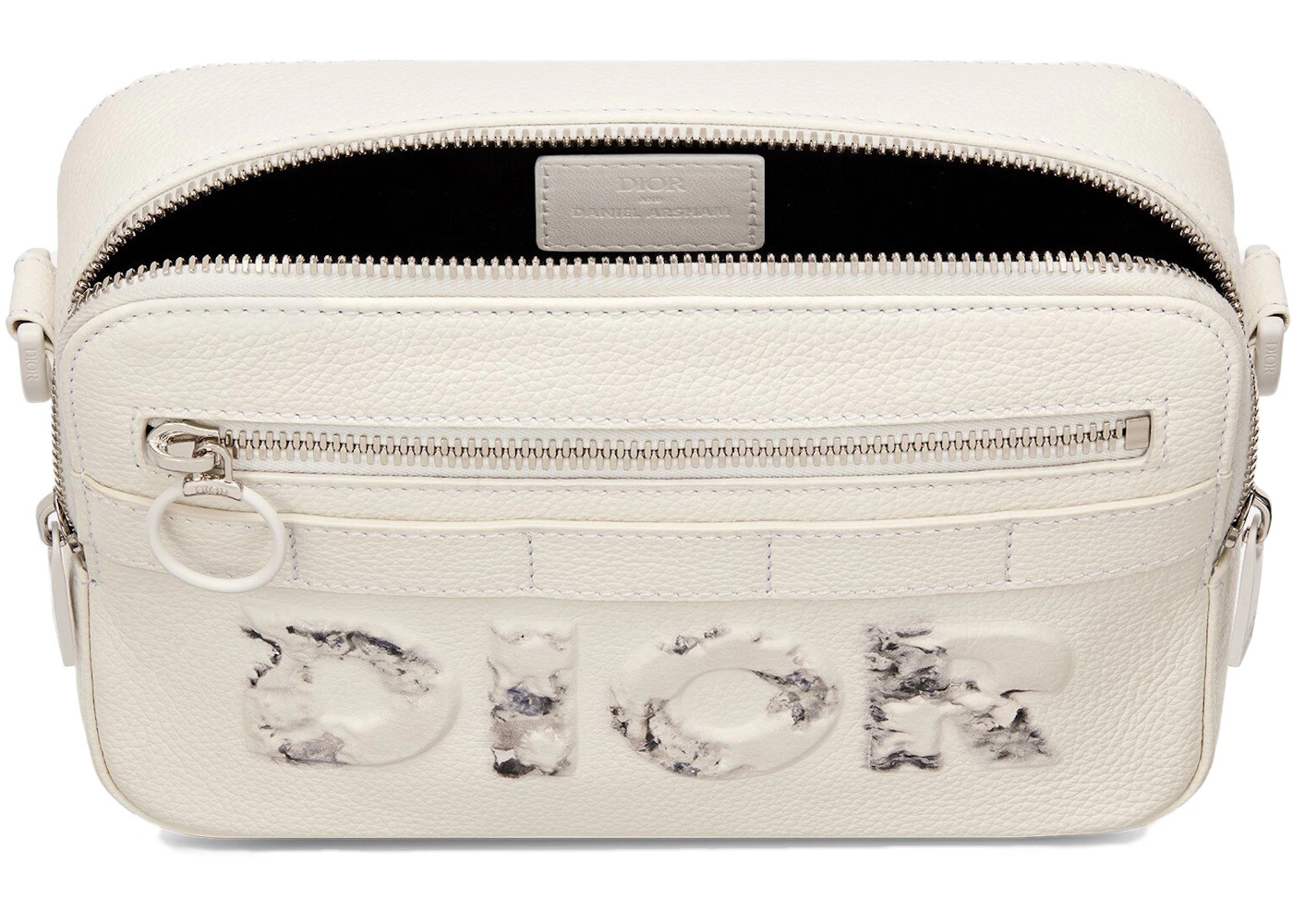 Dior x Daniel Arsham Safari Messenger Bag Calfskin White - 3