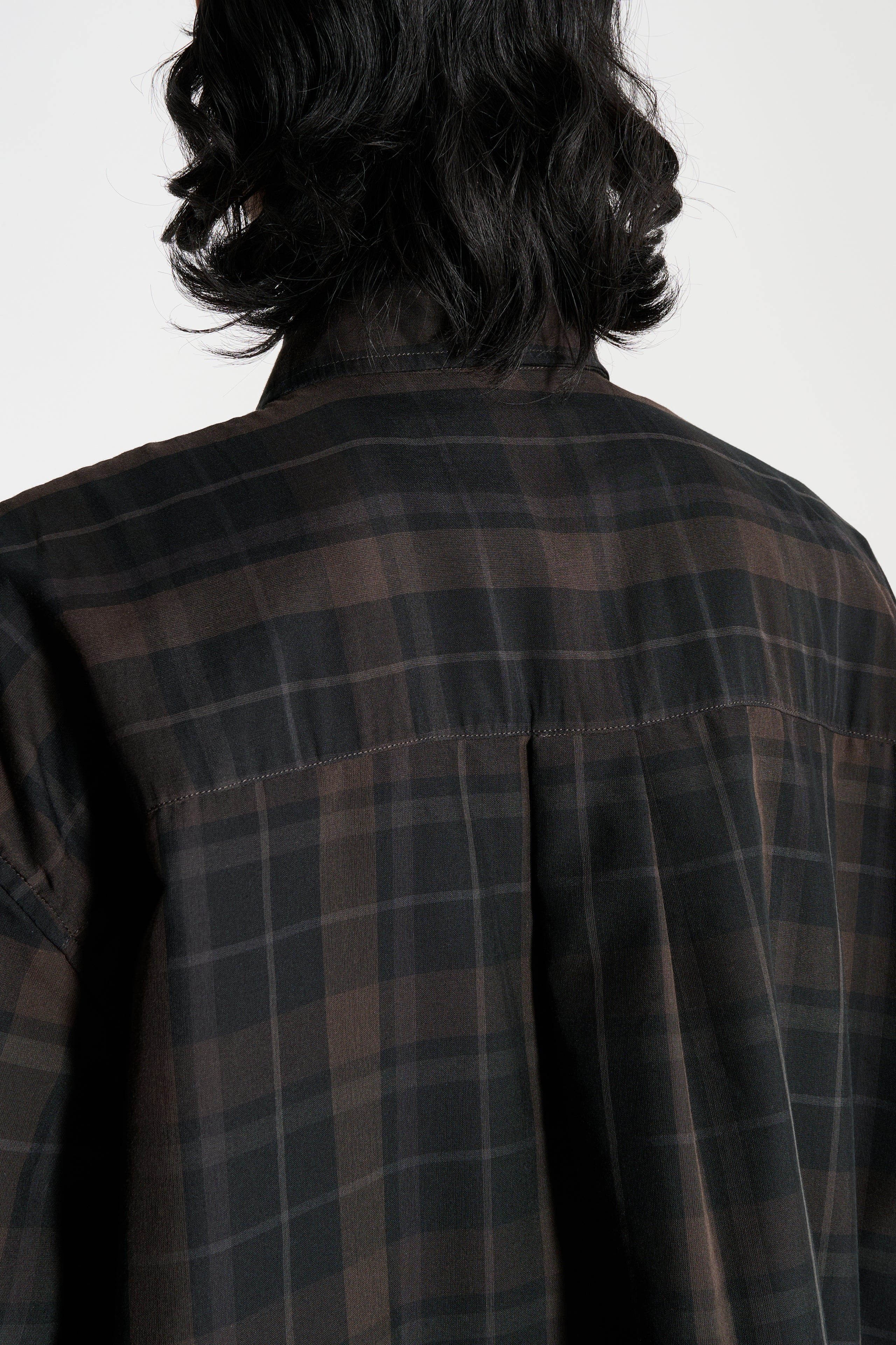 OUR LEGACY BORROWED SHIRT BLACK SHEER SHADOW CHECK - 6